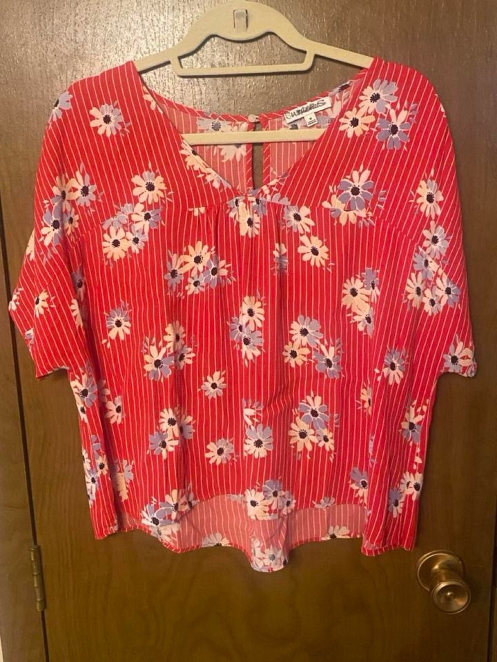Madewell Red Floral Stripe Tunic Top